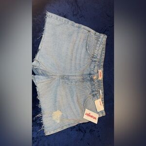 Wrangler Blue Jean Shorts with Distressed Cut-Off Style